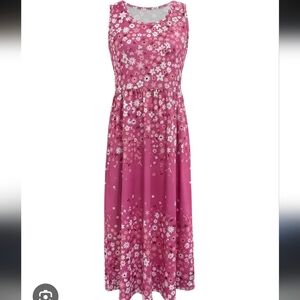 Floral Pink Sleeveless Dress Size Medium